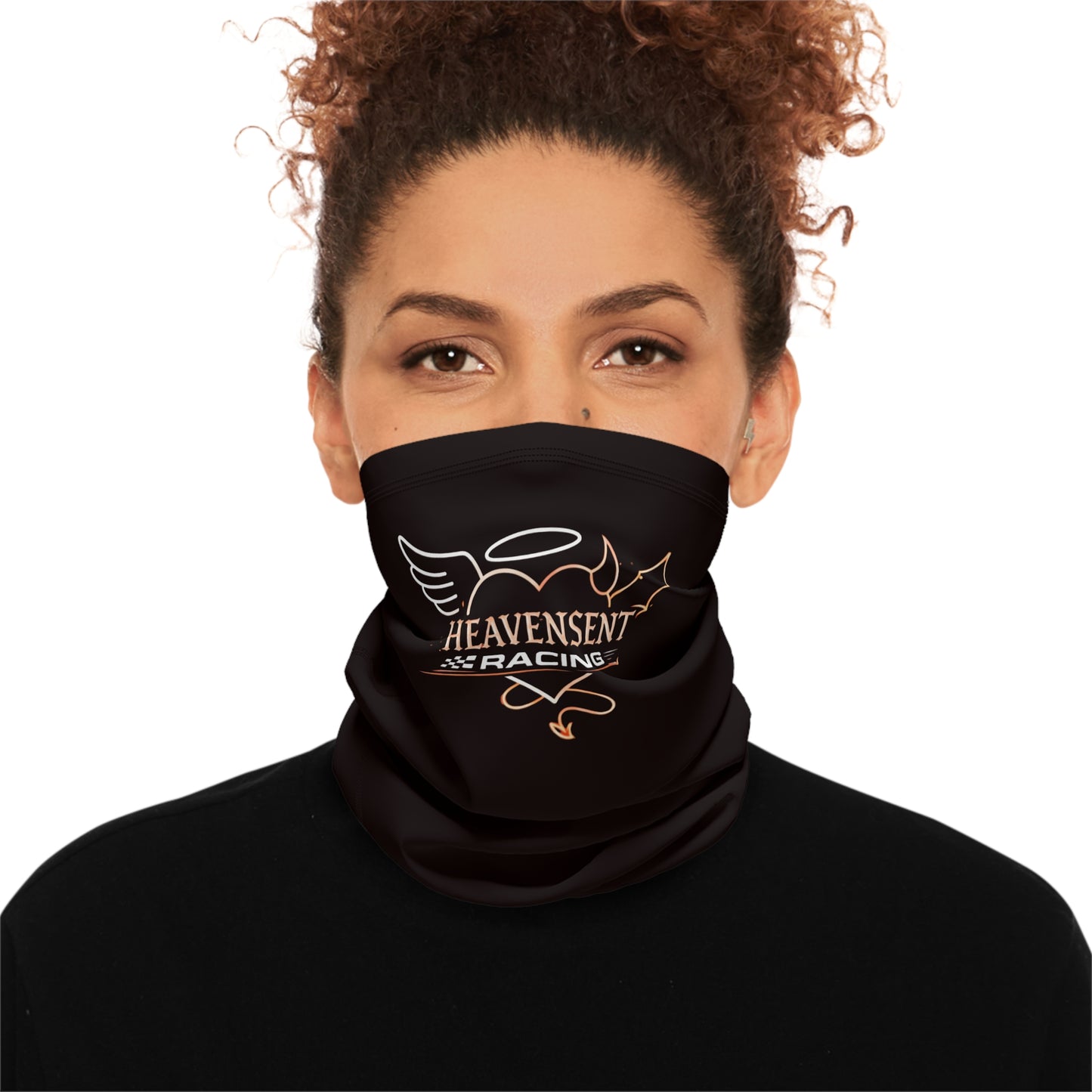 Heavensent Racing Winter Neck Gaiter with Drawstring – Thermal Black Face Mask & Scarf